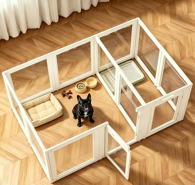 EVERFRONT Clear Acrylic Dog Playpen - Clear Dog Play Pen - Easy Assemble Acrylic Dog Playpen - Puppy Playpen, Cat Playpen, Small Animal Playpen, Dog Play Pen Indoors