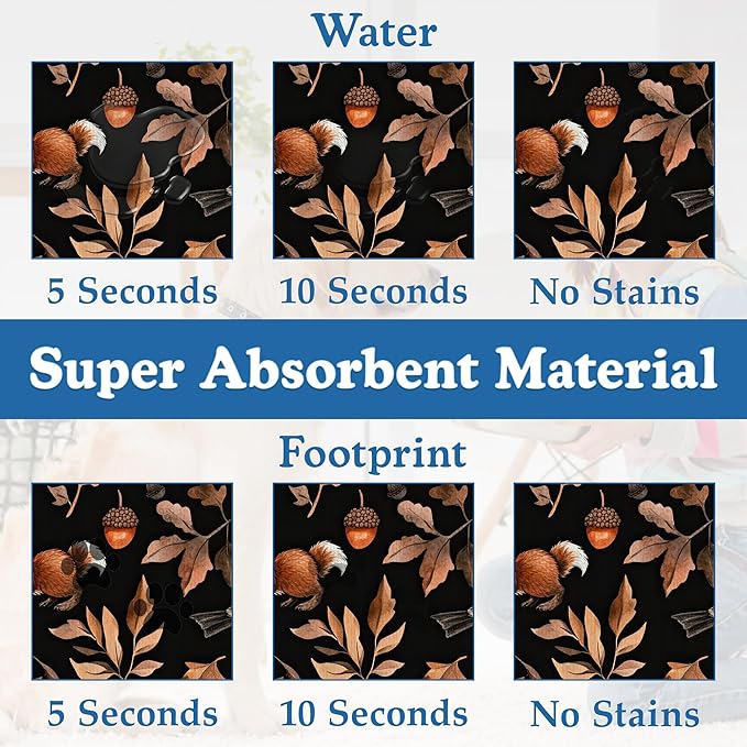 Wild Forest Animals Pet Feeding Mat–Quick Dry Absorbent Dog Cat Food Mat, Non Slip Waterproof Bowl Placemat for Messy Eaters, Pet Accessories for Floors 16"x24"