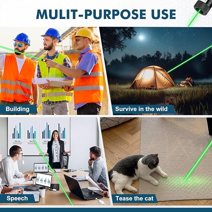 Long Range Green Laser Pointer, Laser Pointer High Power, Green Lazer Pointer Rechargeable for Hiking, Cat Laser Toy USB Charge