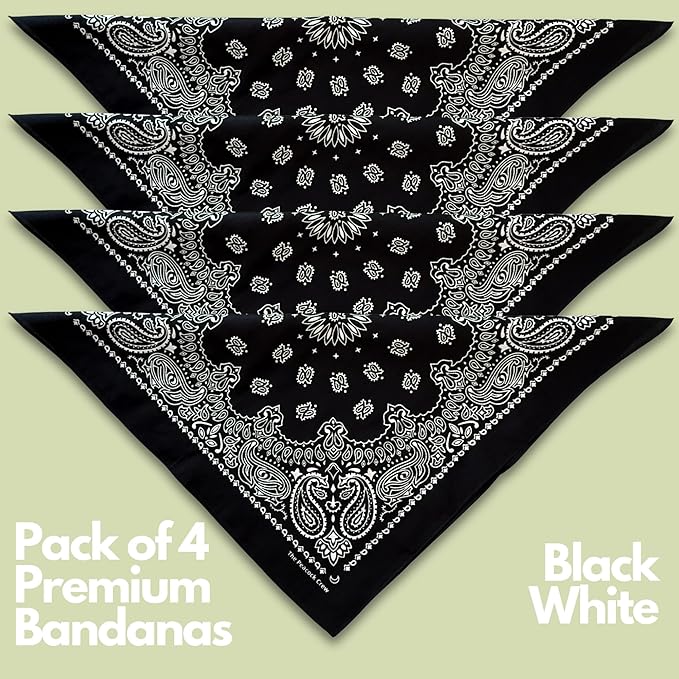 The Peacock Crew Premium Soft Cotton Bandanas Pack for Men and Women Paisley 22 x 22 inches