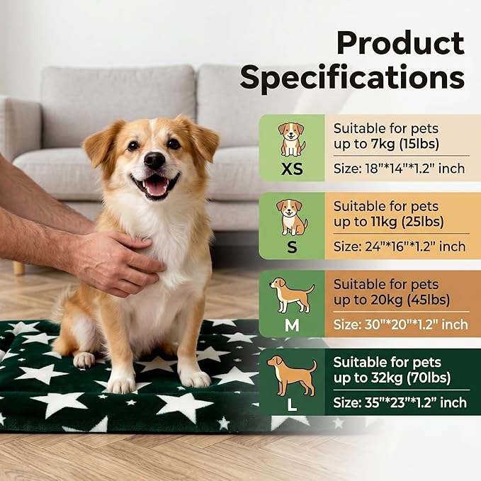 Dog Bed Mat - Soft Crate Pad for Kennel, Durable Pet Bed for Small Dogs & Cats - Comfort Support for Pet Crate, Cage, House