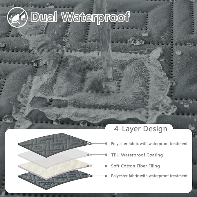 hyha Waterproof Dog Blanket, Soft Dog Bed Cover Pet Blankets, Waterproof Sofa Couch Cover for Dogs Washable, Reversible Pet Couch Covers for Sofa Furniture (82x102 Inch, Dark Grey/Dark Grey)