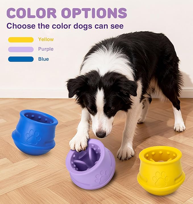 Rubber Dog Enrichment Toys, Stuffable Interactive Dog Toys to Keep Them Busy - Puzzle Slow Feeder & Anxiety Relief & Long-Lasting - Frozen Dog Licking Toy, Dishwasher Safe, Purple, M