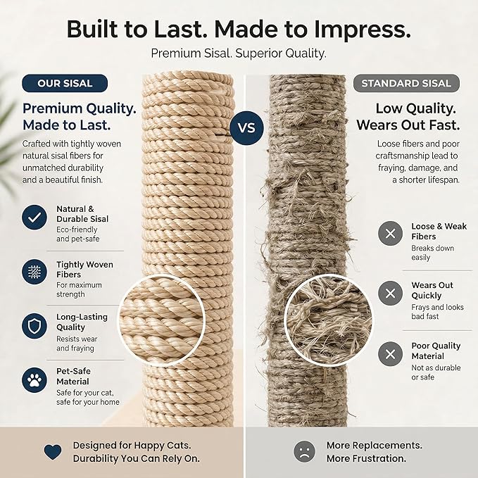 Cat Scratching Post with Perch for Large Cats – Modern Hammock Window Bed, Strong Suction Cups, Durable Eco, Space Saving Furniture for Indoor Cats