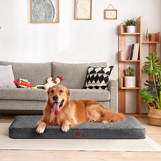 EHEYCIGA Orthopedic Dog Beds for Dogs with Removable Washable Cover for Crate,Grey, 36x27