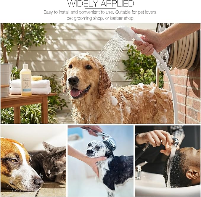 Dog Shower Head, Shower Head for Dogs Pets Shower Attachment Quick Connect on Tub Spout Front Diverter for Pets Showering, Rinsing Hair, Cleaning Tub and Floor