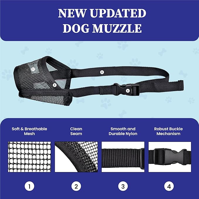 Evollax Dog Muzzle for Small Dogs – Soft Air Mesh Muzzle for Small Dog | Perfect for Barking and Biting Prevention
