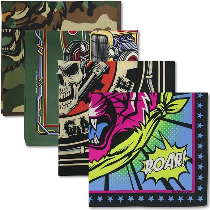 The Peacock Crew Premium Soft Cotton Bandanas Pack for Men and Women Paisley 22 x 22 inches