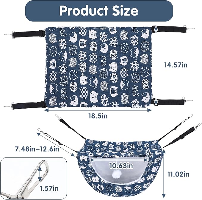 2 Pcs Cat Cage Hammock, Double Layer Soft Hanging Pet Bed for Indoor Cats, Kittens, Ferrets, Rabbits and Small Animals, 2 Styles