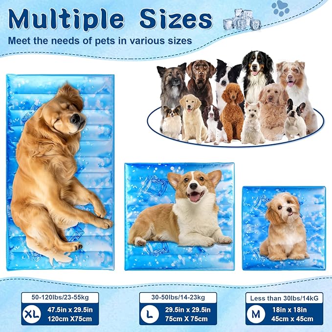 Dog Cooling Mat 2.0, Universal Pet Cooling Pad, Double-Sided Durable Water-Resistant, Portable and Easy to Clean, Suitable for All Pets, Keep Your Pet Cool Indoors and Outdoors (47.5" x 29.5")