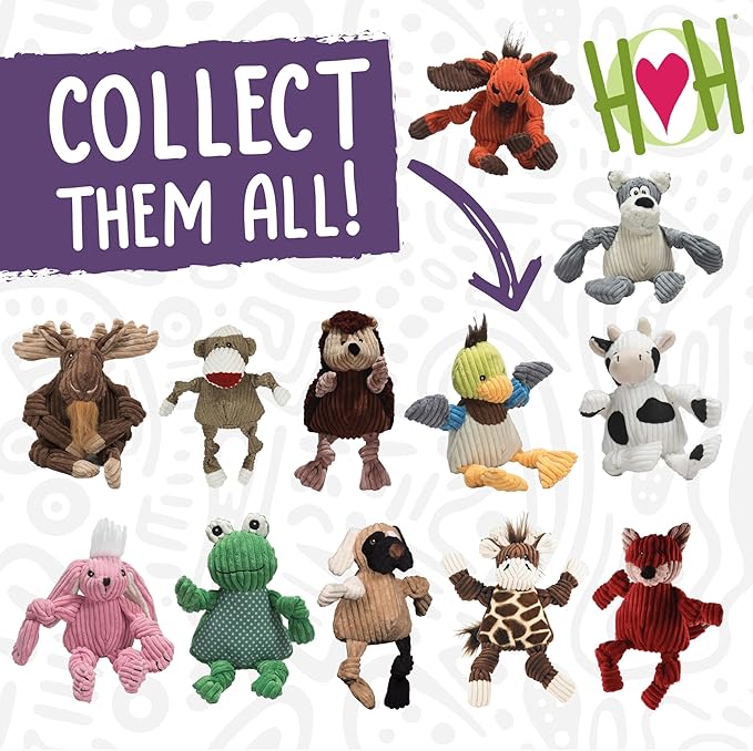 HuggleHounds Knottie Plush Dog Toy - Dog Stuffed Animal Toy, Puppy Toys, Squeaky Dog Toy for Small, Medium & Large Dogs, Durable Plush to Keep Them Busy - Reggie Racoon, Large