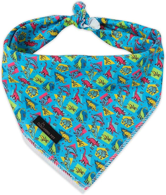 ARING PET Boy Dog Bandanas, Cute Blue Dinosaur Summer Pet Bandana Scarf Triangle Bib for Small Medium Large Male Dogs Cats, Puppy Kerchief for Daily Wear Outdoor Walks Travel Photoshoots-S