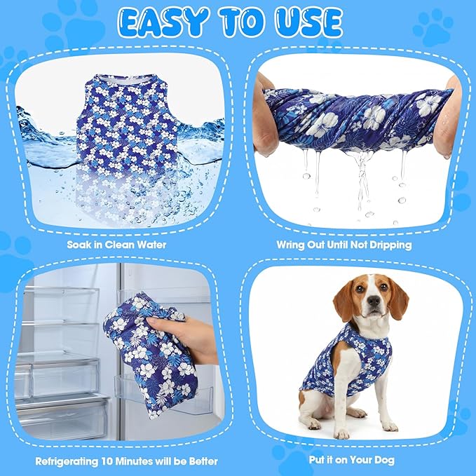 Talltalk 5 Pack Dog Cooling Vest Quick Dry Shirts Mesh Breathable Instant Sun Protection Cooling Dog Vest Lightweight Summer Beach Hawaii Jacket Collar for Outdoor Walking Hunting Hiking Clothes(XL)