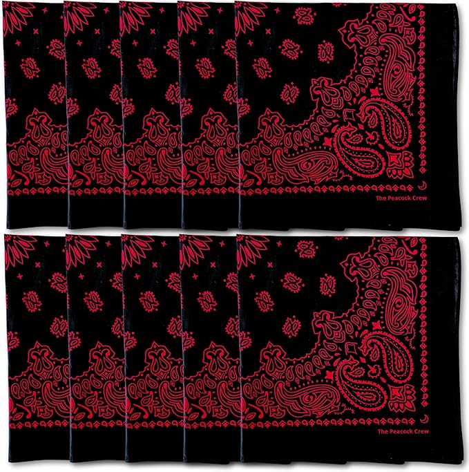 The Peacock Crew Premium Soft Cotton Bandanas Pack for Men and Women Paisley 22 x 22 inches