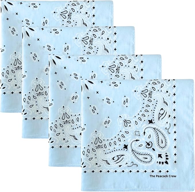 The Peacock Crew Premium Soft Cotton Bandanas Pack for Men and Women Paisley 22 x 22 inches