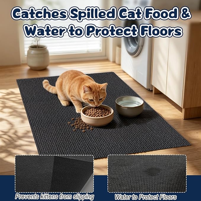 Wibeelee Large Cat Litter Box Mat Waterproof Non-Slip Litters Trapping Mat 30" X 45" Durable Cat Rug for Floor Protection, Soft on Kitty Paws and Easy to Clean