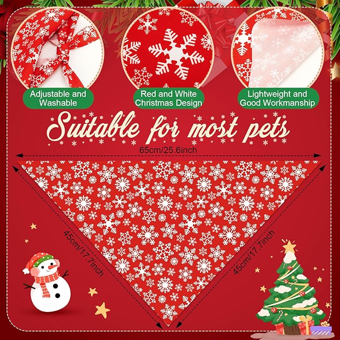 Abbylike 200 Pcs Dog Bandanas Bulk, Red & White Triangle Dog Kerchiefs for Small Medium Large Dogs, Reusable Pet Scarves for Groomers, Pet Shops, Parties & Photo Props, 25 Styles