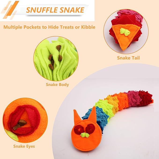 Ablechien Snuffle Ball and Rainbow Interactive Dog Snuffle Snake Puzzle Toy, Interactive Dogs Toys to Keep Them Busy, Puppy Dog Puzzle Toy with Storage Bag Machine Washable