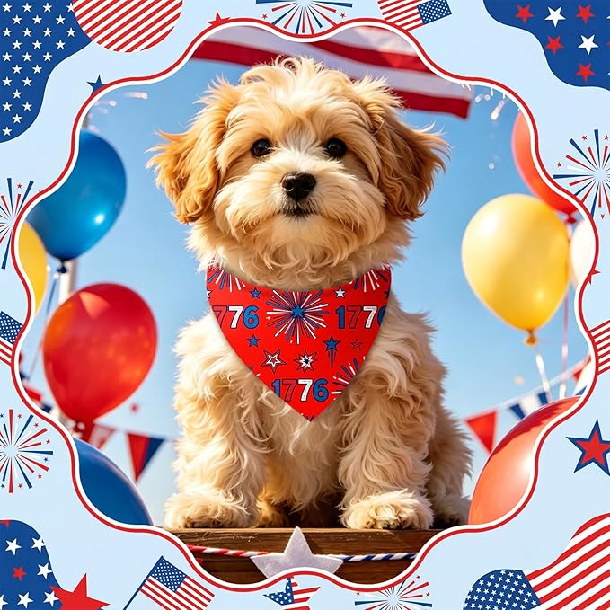 Abbylike 50 Pcs Patriotic Dog Bandanas Bulk 4th of July Bandanas for Dogs Star Triangle Kerchief Bib Scarf Set for Pet Independence Day 250th Anniversary Party Costume, 25 Styles(19.7 x 13.8 x 13.8)