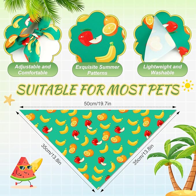 Abbylike 100 Pieces Summer Themed Dog Bandanas Bulk Hawaiian Dog Bandanas for Pets Triangle Kerchief Scarf Bibs Set for Summer Pets Dogs Party Costume Accessories, 25 Styles (19.7 x 13.8 x 13.8)