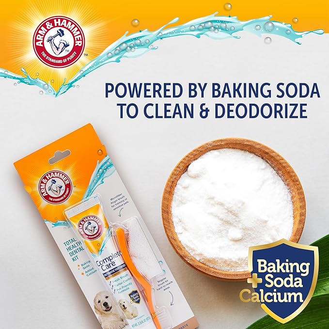 Arm & Hammer Complete Care Puppy Dental Kit, Enzymatic Toothpaste with Baking Soda and Calcium for Dogs, Peanut Butter Flavor, Toothbrush and Microfiber Brush Included, Fluoride-Free, 2.5 Oz
