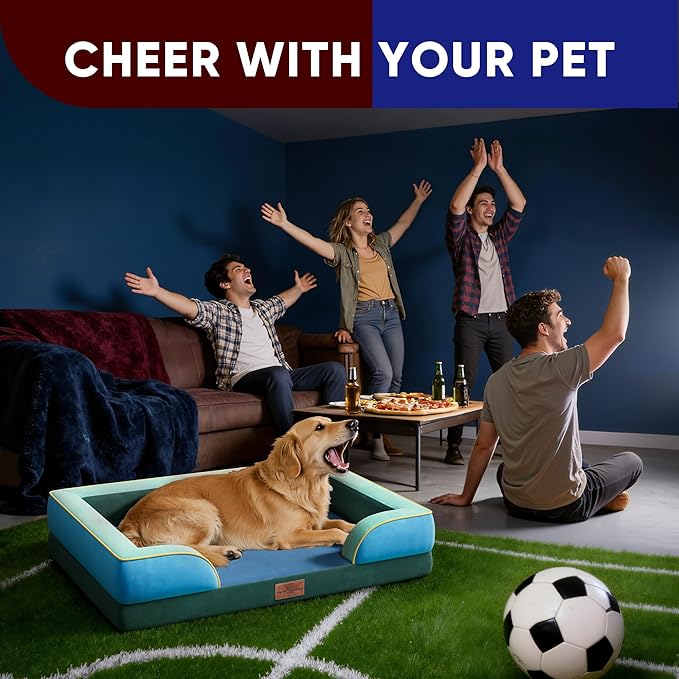 Comfort Expression Orthopedic Dog Bed for Extra Large Dogs 45x35 Inch, Waterproof Egg Crate Foam XL Pet Bed with Bolsters, Dog Couch with Washable Cover & Non-Slip Bottom, Dallas