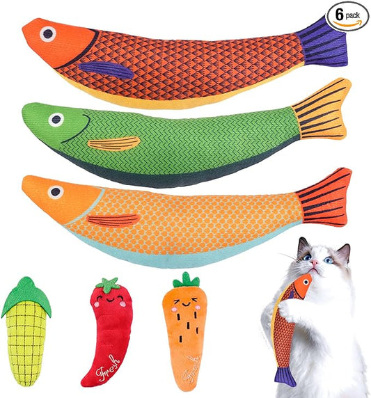 6 Pack Cat Toys, Catnip Toys for Cats, Cat Toys Interactive for Bored Indoor Adult Cats, Kittens, Kitty Exercise, Crinkle Sound