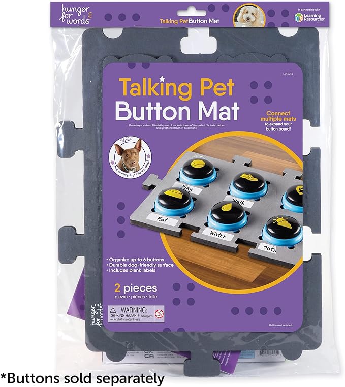 Hunger for Words Talking Pet Button Mat - 1pc Talking Dog Button Mat, Talking Dog Button Storage, Single Mat Holds Up to 6 Buttons (Buttons Sold Separately) (Pack of 2)