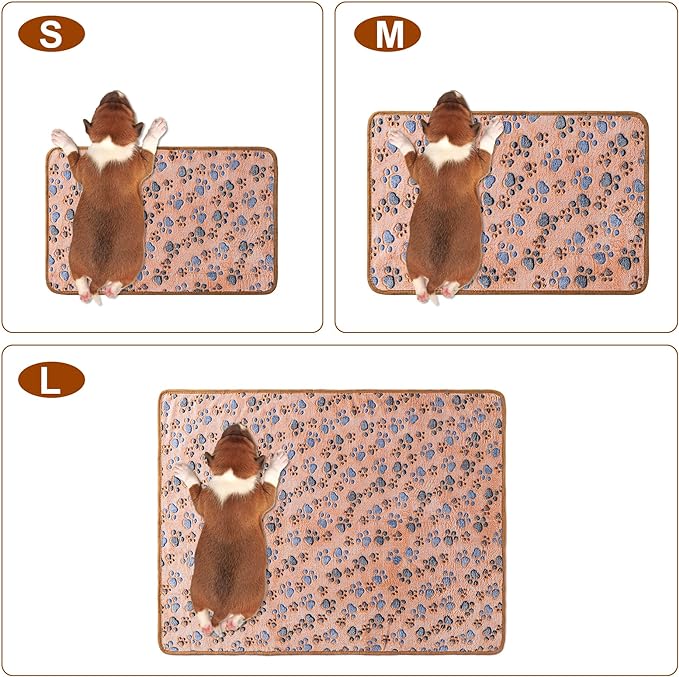 1 Pack 3 Blankets Super Soft Fluffy Premium Fleece Pet Blanket Flannel Paw Printed Throw for Dog Puppy Cat (Small 23x16'', Beige, Grey, Navy)