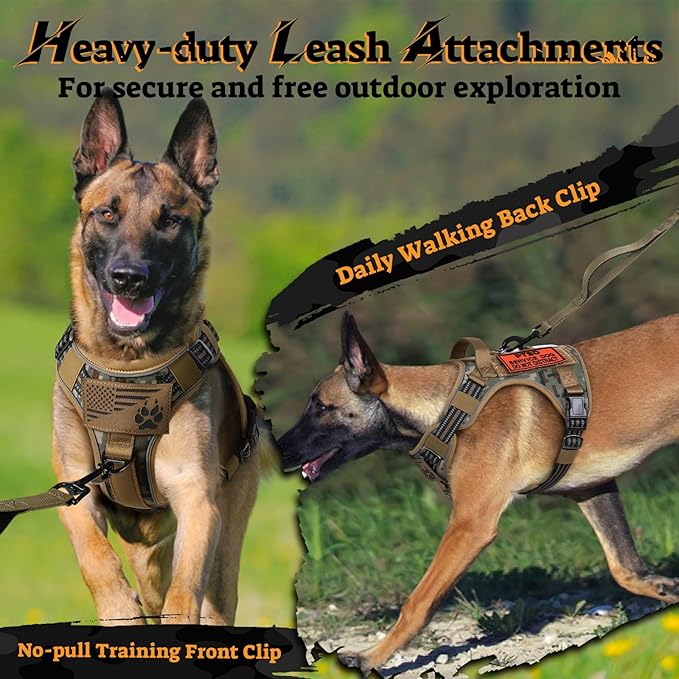 rabbitgoo Tactical Dog Harness for Small Dogs No Pull Adjustable Military Vest with Handle MOLLE Reflective Heavy Duty Dog Vest for Walking Training Hunting Outdoor Medium Size Dog Desert Camo S