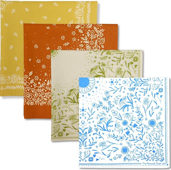 The Peacock Crew Premium Soft Cotton Bandanas Pack for Men and Women Paisley 22 x 22 inches