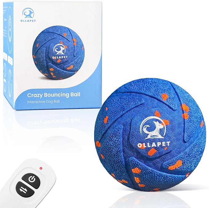Smart Interactive Dog Ball Toys - Auto Bouncing & Rolling, Chew-Resistant E-TPU Material, 3 Interactive Modes, IPX7 Waterproof, Smart Chase Pet Toy Ball for Medium and Large Dogs - Blue