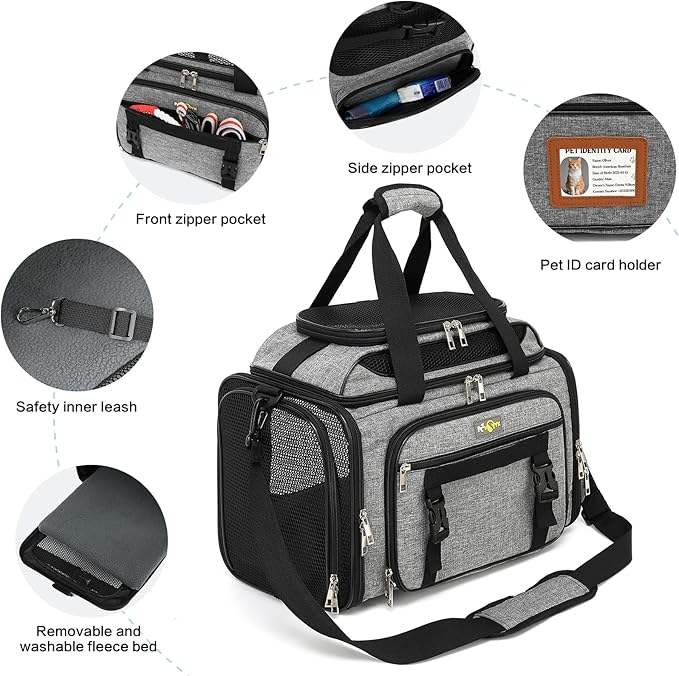 Cozy Cruiser Pet Carrier with Wheels,TSA Airline Approved, Expandable Space, Soft-Sided & Collapsible Design,Rolling Travel Bag with Telescopic Handle for Small Dogs and Cats