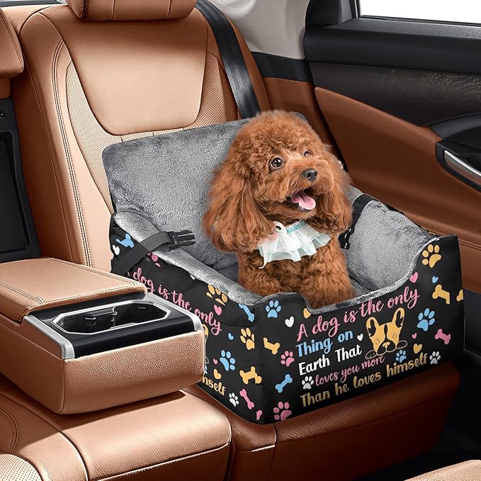 Dog Car Seats for Small Medium Sized Dogs Carseat for Car Funny Fuzzy Pet Dog Booster Car Seat Puppy Under 31 Lbs with Soft Plush Cushion&Washable Removable Cover