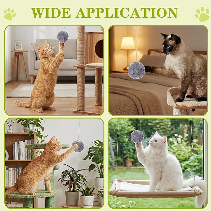 15 Pack Cat Tree Replacement Balls, Interactive Dangling Toys with Bell and Single Elastic Rope Kitten Tower Replacement Ball Plaything Add Ons for Cat Scratching Post Tree