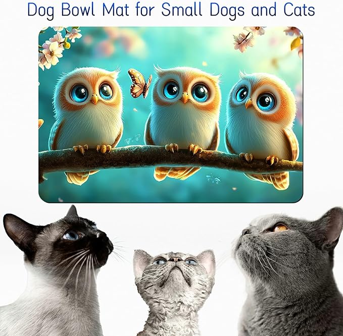 Dog Food Mat, 19.6" x 23.6" Absorbent Pet Feeding Mat for Food and Water, Waterproof Diatom Mud Pet Placemat with Non-Slip Rubber Backing, Easy Clean Cat Bowl Mat for Floors - Blue Baby Eagle