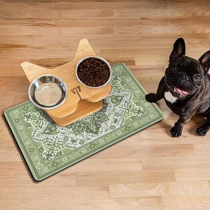 Pet Feeding Mat for Floors Waterproof Dog Mat for Food and Water Absorbent Quick Dry Non Slip mat for Cat Bowls