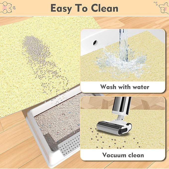 Bohemian Kitty Litter Mat 24"x17",Non-Slip Litter Box Mat, Washable Cat Litter Rug Catcher,Double-Layer Litter Trapping Mat for Scatter Control, Easy Clean Cat Food Mat & Floor Protector