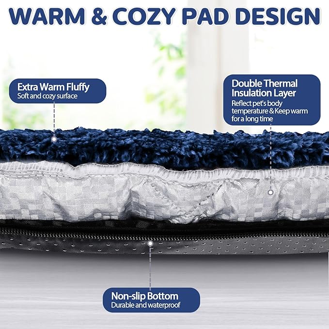 Self Warming Cat Bed Pad Self Heating Pet Mat Warmer Bed Mat for Feral and Indoor Washable Thermal Pet Kennel Pad with Anti-Slip Bottom(Blue,16 x 20 Inch)