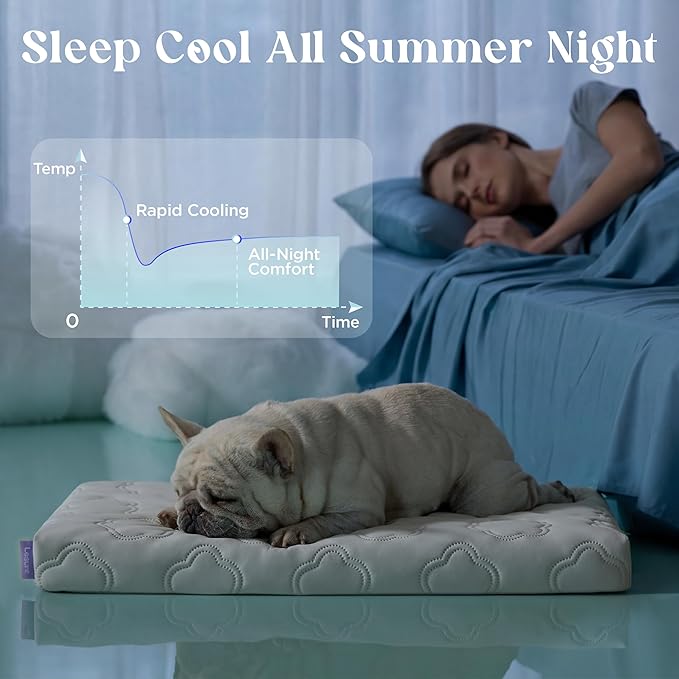 LE SURE Cooling Dog Bed Medium Size Dog, Q-Max>0.5 Cooling Mat with Removable Washable Cover, Breathable Orthopedic Egg Crate Foam Summer Pad for Active/Long-Haired/Senior Pets/Cats/Puppy, 29x18 Inch