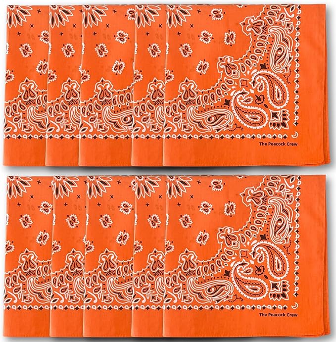 The Peacock Crew Premium Soft Cotton Bandanas Pack for Men and Women Paisley 22 x 22 inches