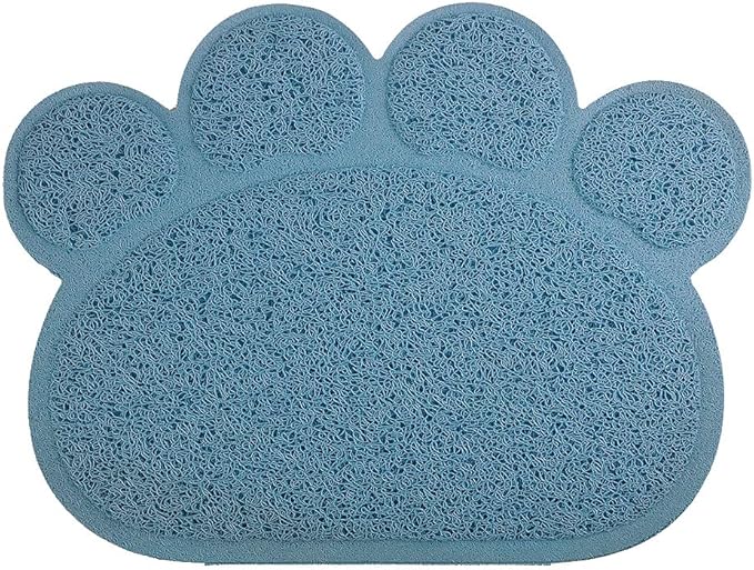 DM Paw-Shaped Cat Litter Box Mat,10 Colors Available,15.75x11.75 Inches (Arctic)