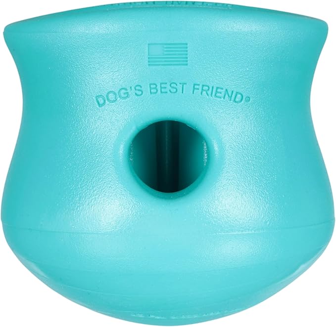 WEST PAW Zogoflex Toppl Interactive Treat Dispensing Puzzle Dog Toy for Mental Stimulation & Enrichment-Holds Kibble & Treats-Lickable, Freezable & Dishwasher Safe-Made in USA-Large-Teal