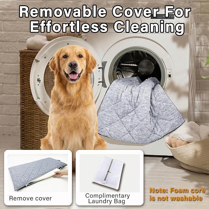 JoyBlooms Dog Bed for Car Back Seat, Dog Cooling Mat with 1.1in/2.8cm Thick Foam, Cooling Anti-Slip Washable Back Seat Pet Bed, 51.6in x 22.6in Fit on Backseat Extenders of SUVs and Small Trucks,Gray