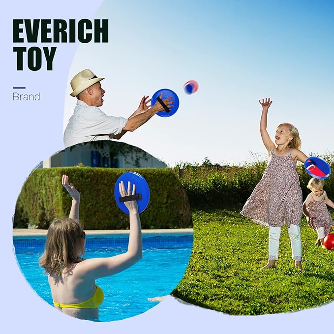 Toss and Catch Ball Game Set, Upgraded Sticky Paddle Ball Set for Kids & Toddlers, Sturdy & Water-Resistant Outdoor Backyard Beach Pool Toy, Birthday Gift for Boys Girls Ages 3-12