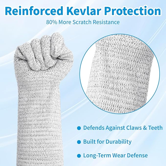 Pet Handling Gloves - 16" Extra Long Cat Grooming Arm Sleeves, Anti-Scratch Arm Protection Sleeves for Handling Aggressive Cats, Scratch Resistant Gloves for Nail Trimming & Bathing