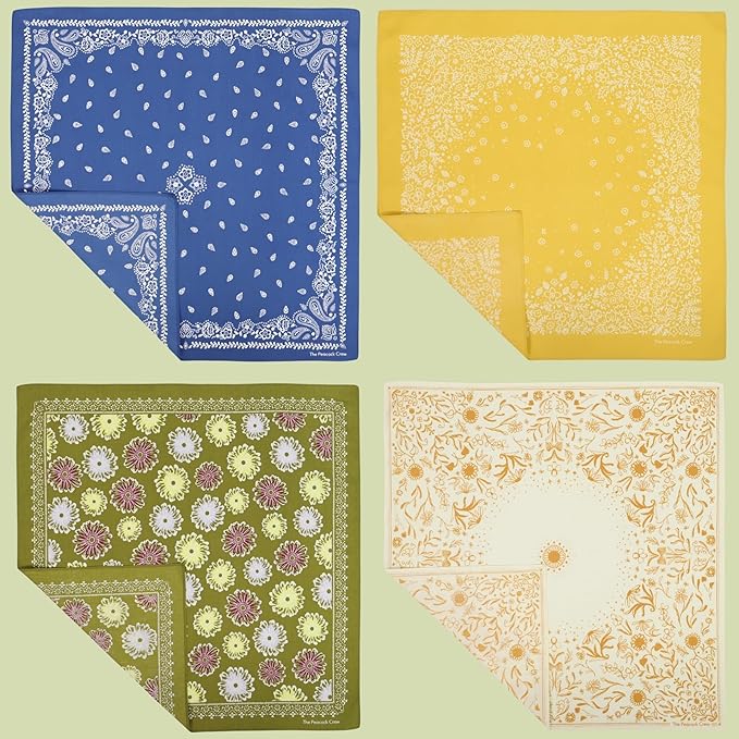 The Peacock Crew Premium Soft Cotton Bandanas Pack for Men and Women Paisley 22 x 22 inches