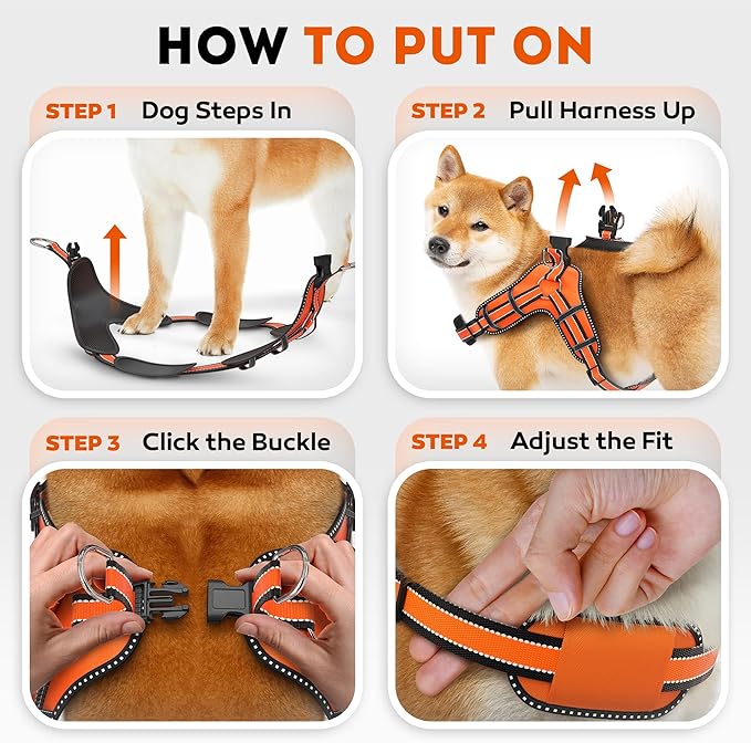 Dog Harness for XLarge Dogs Back D-Ring Control No Choking Pressure-Free Chest Design Comfortable Padded Adjustable Reflective Vest Harness for Daily Walks Training Easy Control Outdoor Use Secure Fit