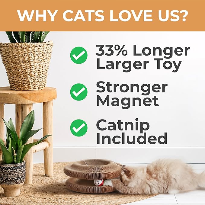 2-Pack Accordion Cat Toy Scratcher – Cat Toys for Indoor Cats – Expandable Cat Cardboard Scratcher, Magnetic Reversible Interactive Cat Toy | LittleMitts