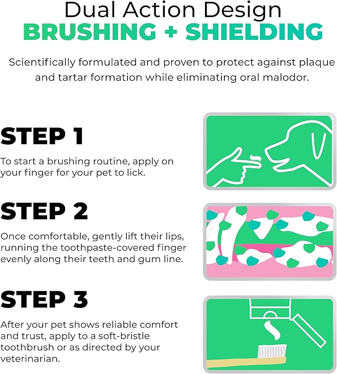 Tartar Shield® Pro Care Natural Coconut Dental Kit for Dogs & Cats, VOHC Accepted, Toothpaste with Toothbrush & Finger Brush, Clinically Proven Plaque, Tartar & Halitosis Reduction, 3 oz.